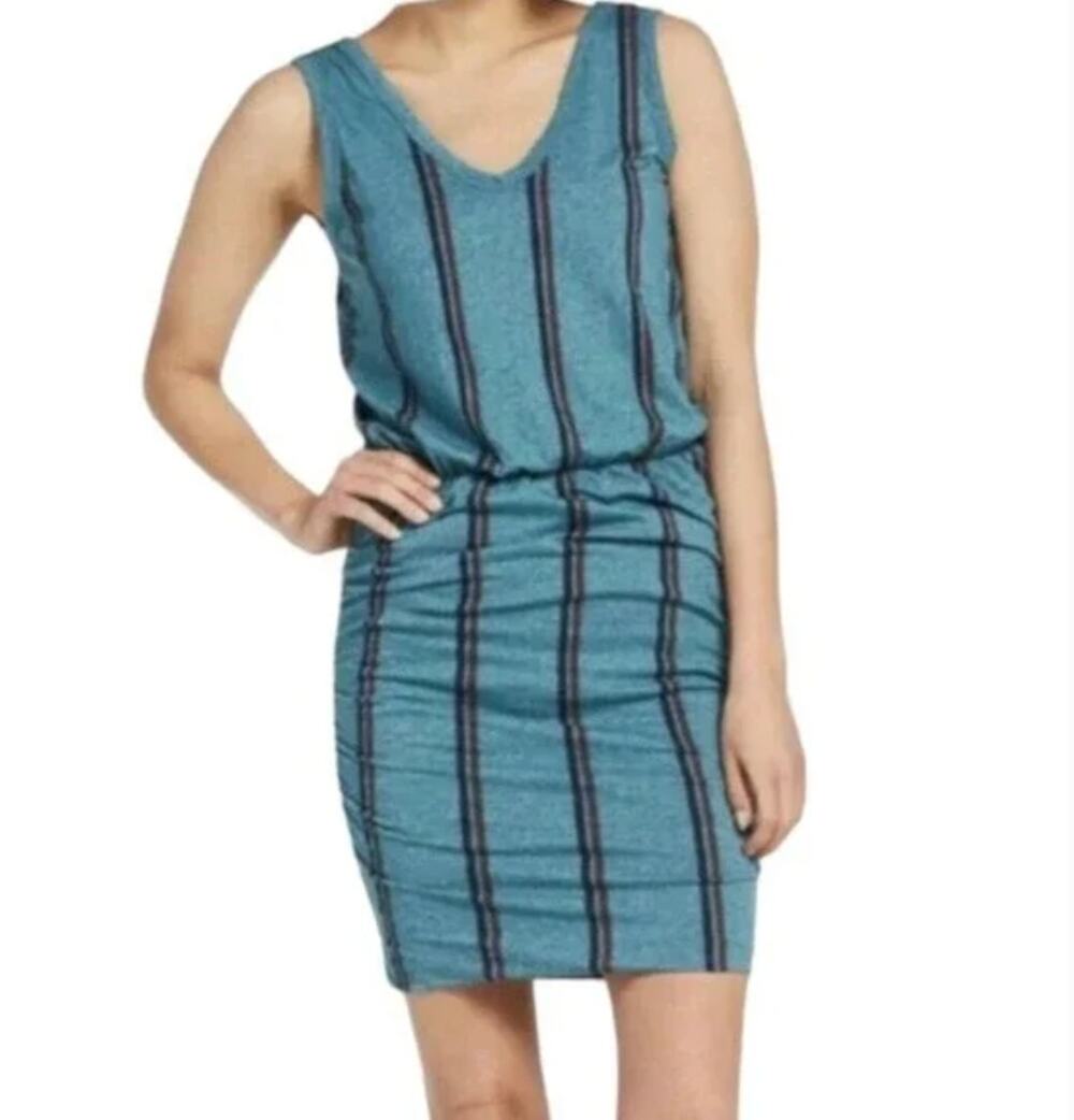 SUNDRY Striped Ruched Side Tank Dress // XS